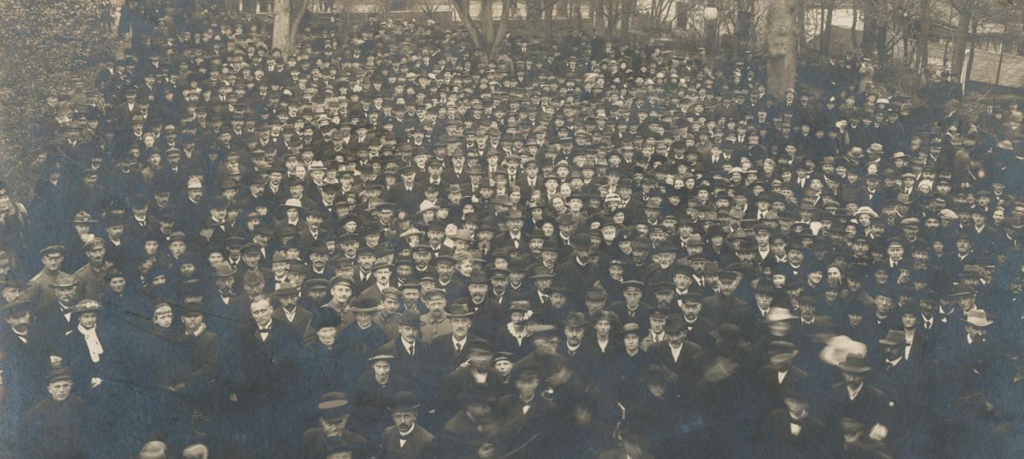 Tilskuere til HP Hanssens tale på Folkehjem 1918