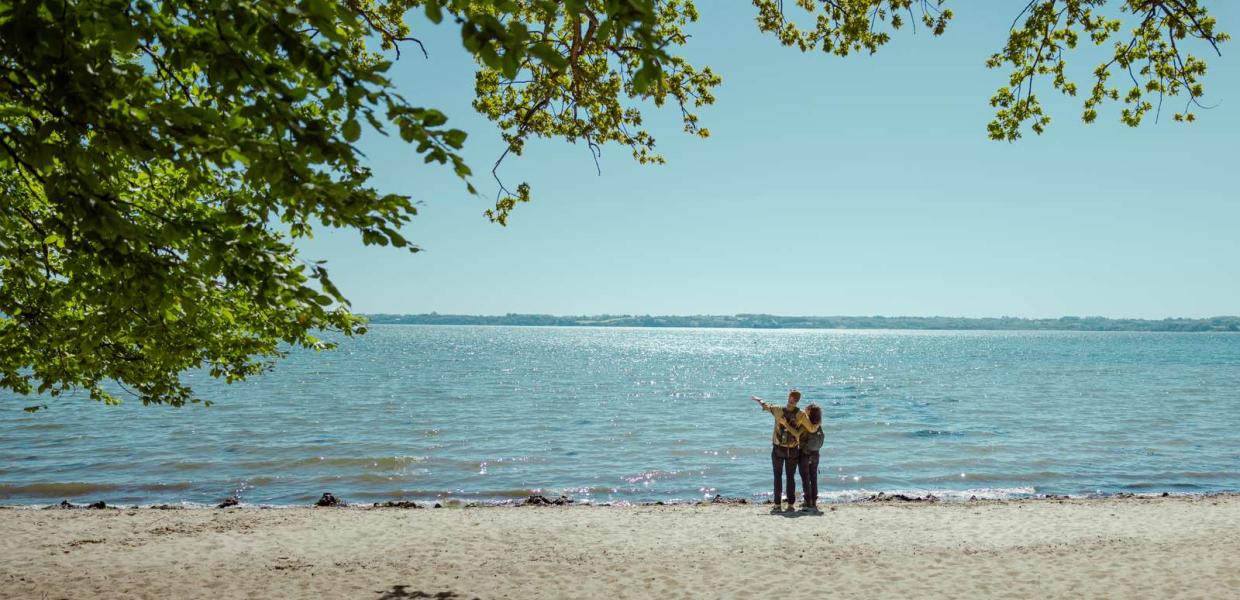 Udsigt til Aabenraa Fjord og Skarrev fra Aabæk strand.