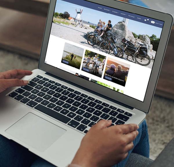 Destination Sønderjyllands webshop set på en bærbar computer