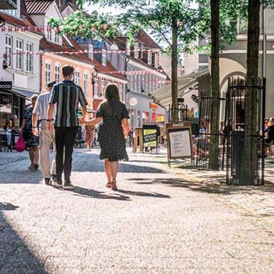 Købstadshygge i gågaden i Haderslev