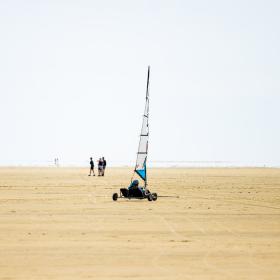 Blokarts op het brede zandstrand van Rømø